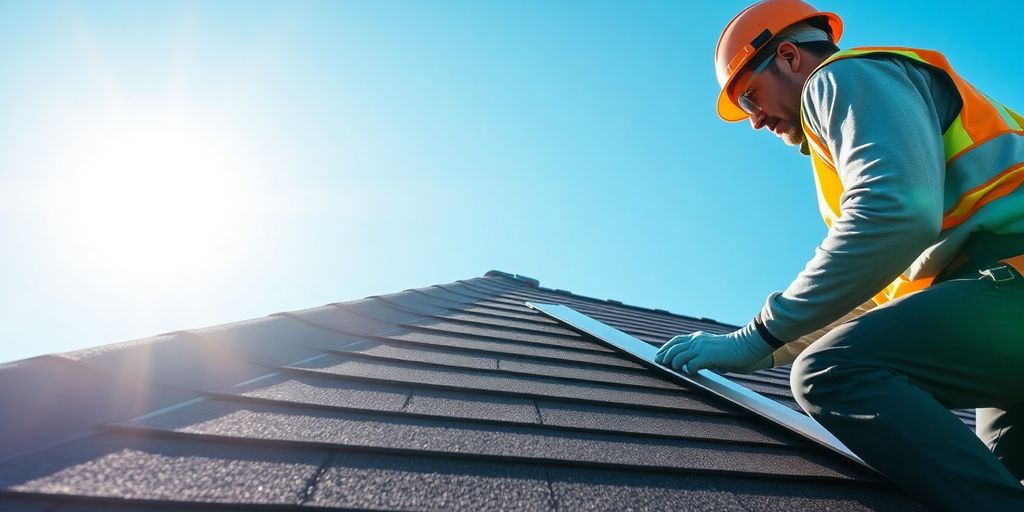 Florida roofer installing shingles on a house