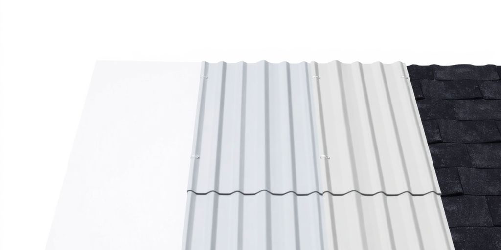 Various commercial roofing materials side-by-side