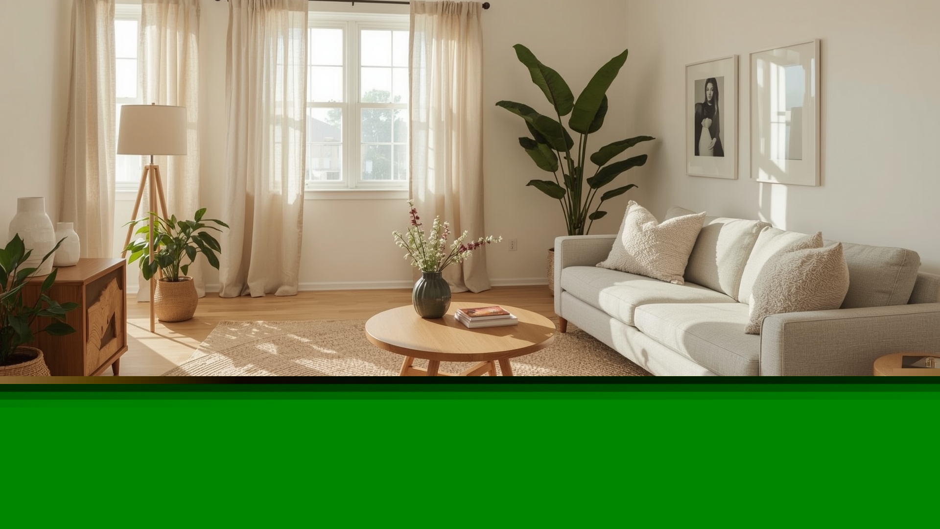 Beautifully styled budget-friendly living room with cohesive furniture layout and warm natural light
